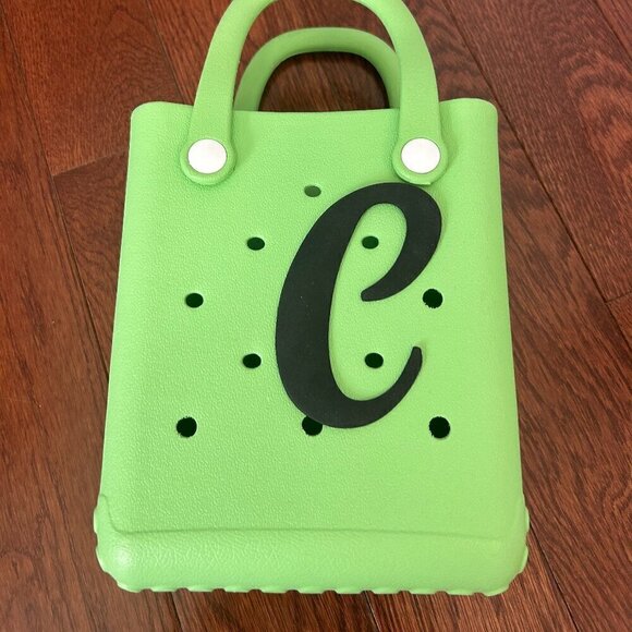 Other - Green Mini Rubber Tote w Removeable "C" EUC